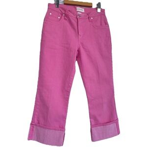 Cache Creek Pink Capri Jeans Wide Fold Hem Y2K Barbiecore‎ Dopamin Dressing 8